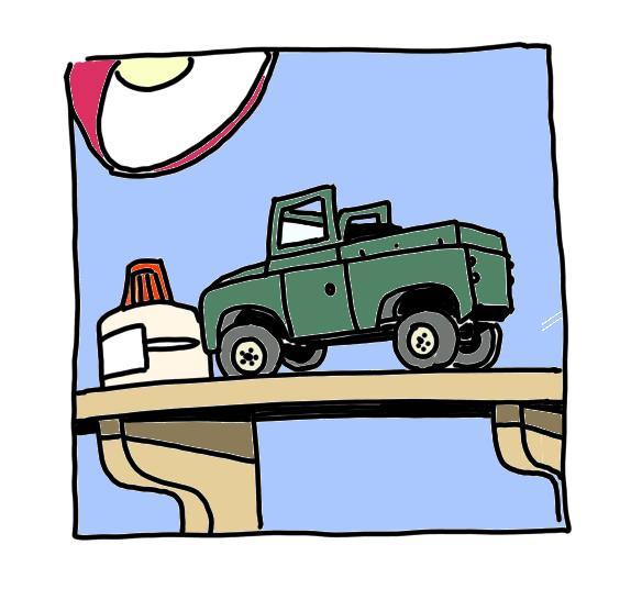 Land Rover SIIA sketch with dog
                and cat